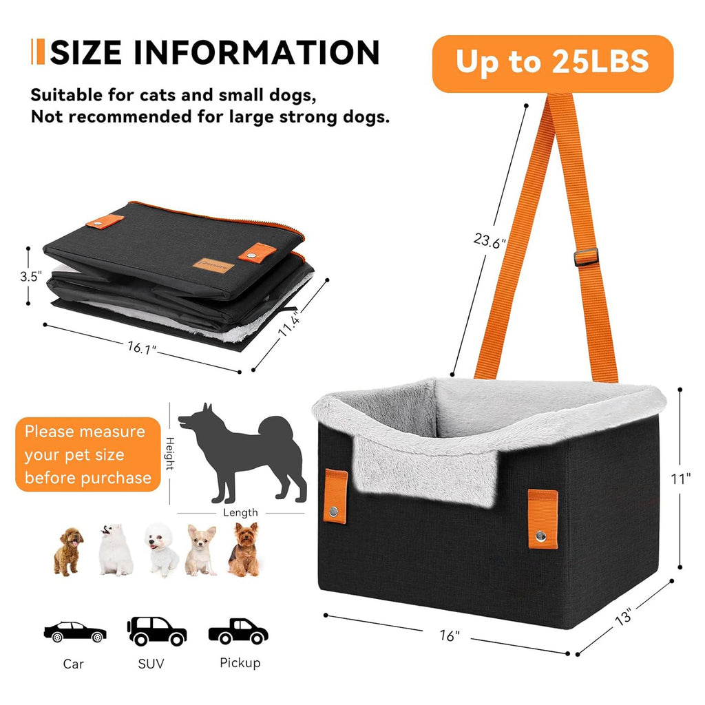 Portable Small Dog Car Seat Dog Booster Seat For Car With Clip-On Safe ...