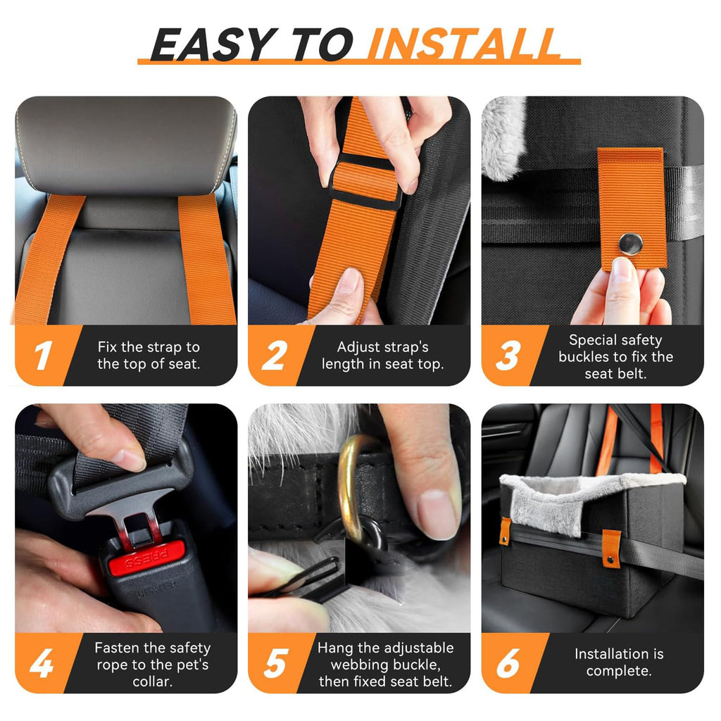 Portable Small Dog Car Seat Dog Booster Seat For Car With Clip-On Safe ...